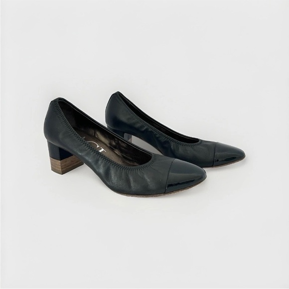 Attilio Giusti Leombruni Shoes - AGL Cap Toe Pump Black Spirit Patent Leather Block Heel Women's Size EU 36 US 6
